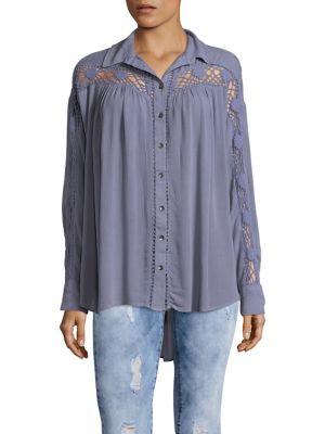 Free People Crochet Button-down Shirt
