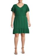 Michael Michael Kors Plus Ruffle Studded Sleeve Fit-&-flare Dress
