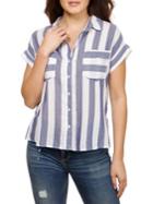 Lucky Brand Striped Button-front Cotton Tee