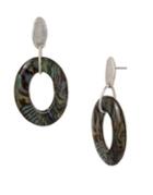 Robert Lee Morris Soho Iridescencece Abalone & Silver Drop Earrings