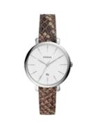 Fossil Jacqueline Stainless Steel & Python-embossed Leather-strap Watch