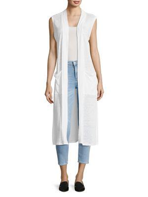 Vince Camuto Sleeveless Long Linen Cardigan