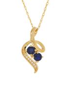 Lord & Taylor Diamond, Sapphire And 14k Yellow Gold Pendant Necklace