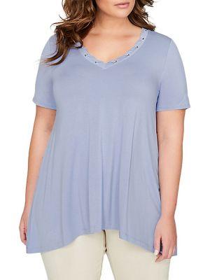 Addition Elle Michel Studio Plus Whipstitch V-neck Swing Top