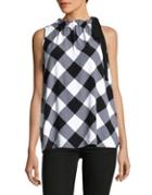 Lord & Taylor Checker Bow Blouse