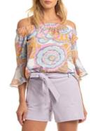 Trina Turk Modern Miami Healdsburg Off-the-shoulder Cotton Top