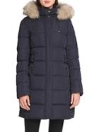 Donna Karan Side Tab Faux Fur Puffer Jacket