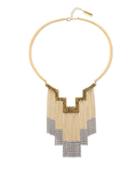 Steve Madden Textured Zigzag Station Cable Chain Fringe Necklace