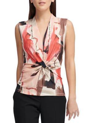 Donna Karan Front-knot Sleeveless Top