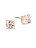 Lord & Taylor 14k Rose Gold And Morganite Square Stud Earrings