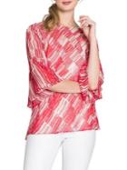 Nic+zoe Petite Brush-print Ruffle-sleeve Top