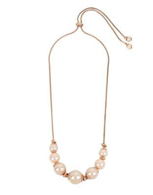 Kenneth Cole New York Knots And Pearls Crystal And Faux Pearl Frontal Necklace