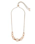 Kenneth Cole New York Knots And Pearls Crystal And Faux Pearl Frontal Necklace