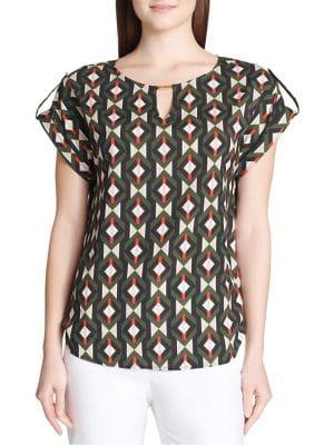 Calvin Klein Optical-print Cap-sleeve Top
