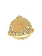 Sonatina 14k Yellow Gold, Opal, Yellow Sapphire & Diamond Halo Cocktail Ring