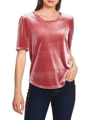 1.state Puffed-sleeve Velvet Top