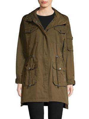 Karl Lagerfeld Paris Hooded Cotton Blend Coat