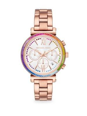 Michael Kors Sofie Rose Goldtone Stainless Steel Chronograph Watch