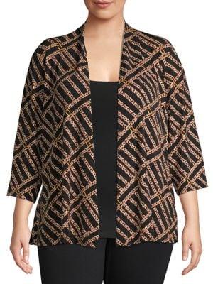 Kasper Printed Open Cardigan