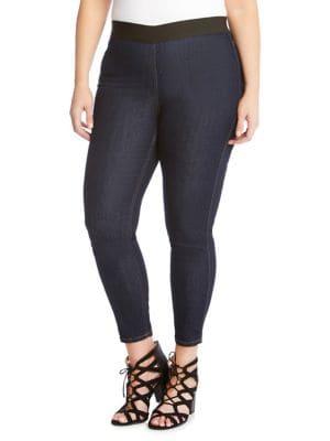 Karen Kane Plus Plus Dark-wash Denim Leggings