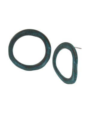Robert Lee Morris Collection Patina Hammered Open Circle Earrings