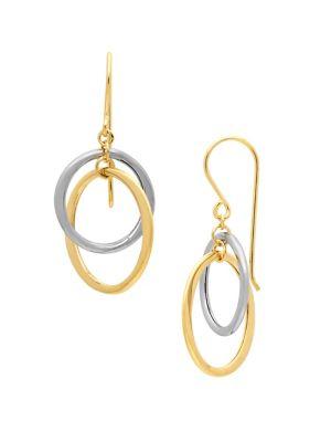 Lord & Taylor 14k Two-tone Gold Interlocking Hoop Earrings