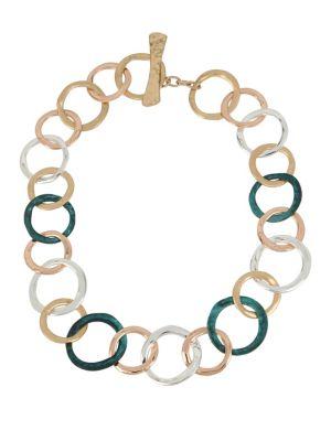 Robert Lee Morris Collection Hearts Tri-tone Circle Collar Necklace