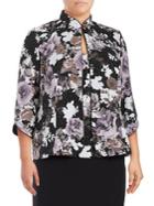 Alex Evenings Plus Two-piece Floral Metallic Jacket And Tank Twinset