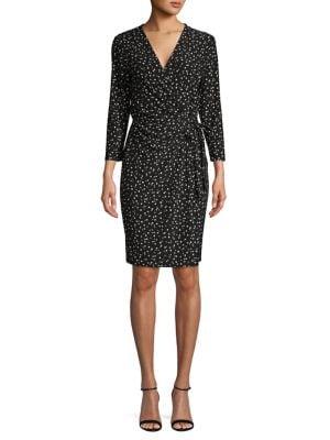 Anne Klein Polka-dot Wrap-front Dress