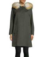 Cinzia Rocca Fox Fur-trimmed Wool Walker Coat