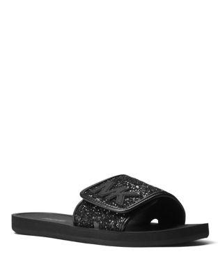 Michael Michael Kors Mk Logo Glittered Slide Sandals