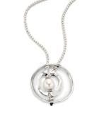 Uno De 50 Pearl And Hammered Metal Pendant Necklace