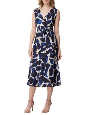 Tahari Arthur S. Levine Printed Faux Wrap Fit-&-flare Dress