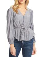 1.state Smocked Button Front Tie Blouse