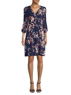 Eliza J Floral Wrap-front Dress