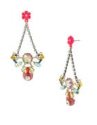 Betsey Johnson Granny Chic Crystal Colorful Chandelier Earrings