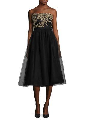 Nicole Miller New York Embroidered Midi Dress