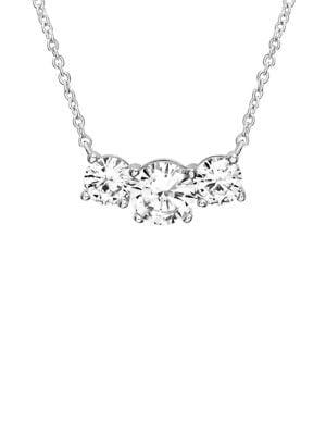 Lord & Taylor Rhodium-plated Sterling Silver & Trio Crystal Station Necklace