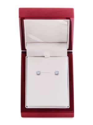Lord & Taylor 14k White Gold & Diamond Basket Stud Earrings, 0.75 Tcw