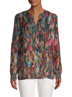 Lafayette 148 New York Roxy Geometric Print Blouse