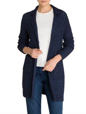 Olsen Notch-collar Open Long Cardigan