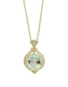 Effy Final Call Diamond, Green Amethyst And 14k Yellow Gold Pendant Necklace