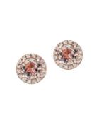 Effy Blush Diamond, Morganite And 14k Rose Gold Stud Earrings