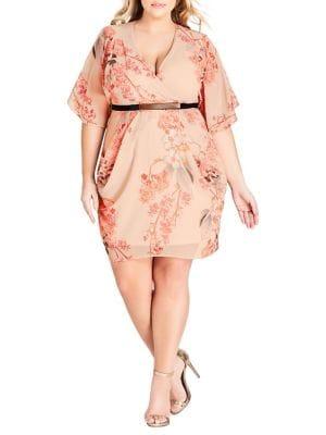 City Chic Plus Delilah Floral Belted Dress