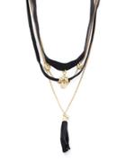 Design Lab Lord & Taylor Multi-row Leather Corded Choker Necklace