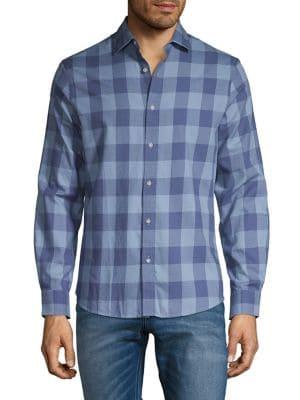 Black Brown Classic-fit Checker Plaid Twill Shirt