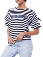 Juicy Couture Striped Ruffle Logo Tee