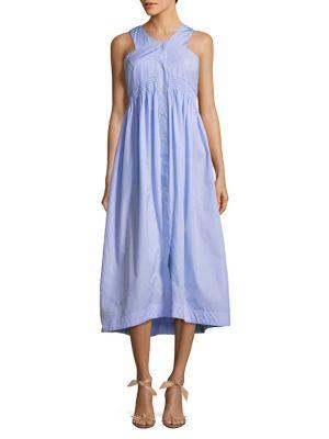Caara Aria Striped Cotton Hi-lo Midi Dress