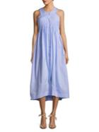 Caara Aria Striped Cotton Hi-lo Midi Dress