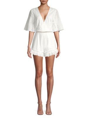 Finders Woodlands Eyelet Flared-sleeve Playsuit